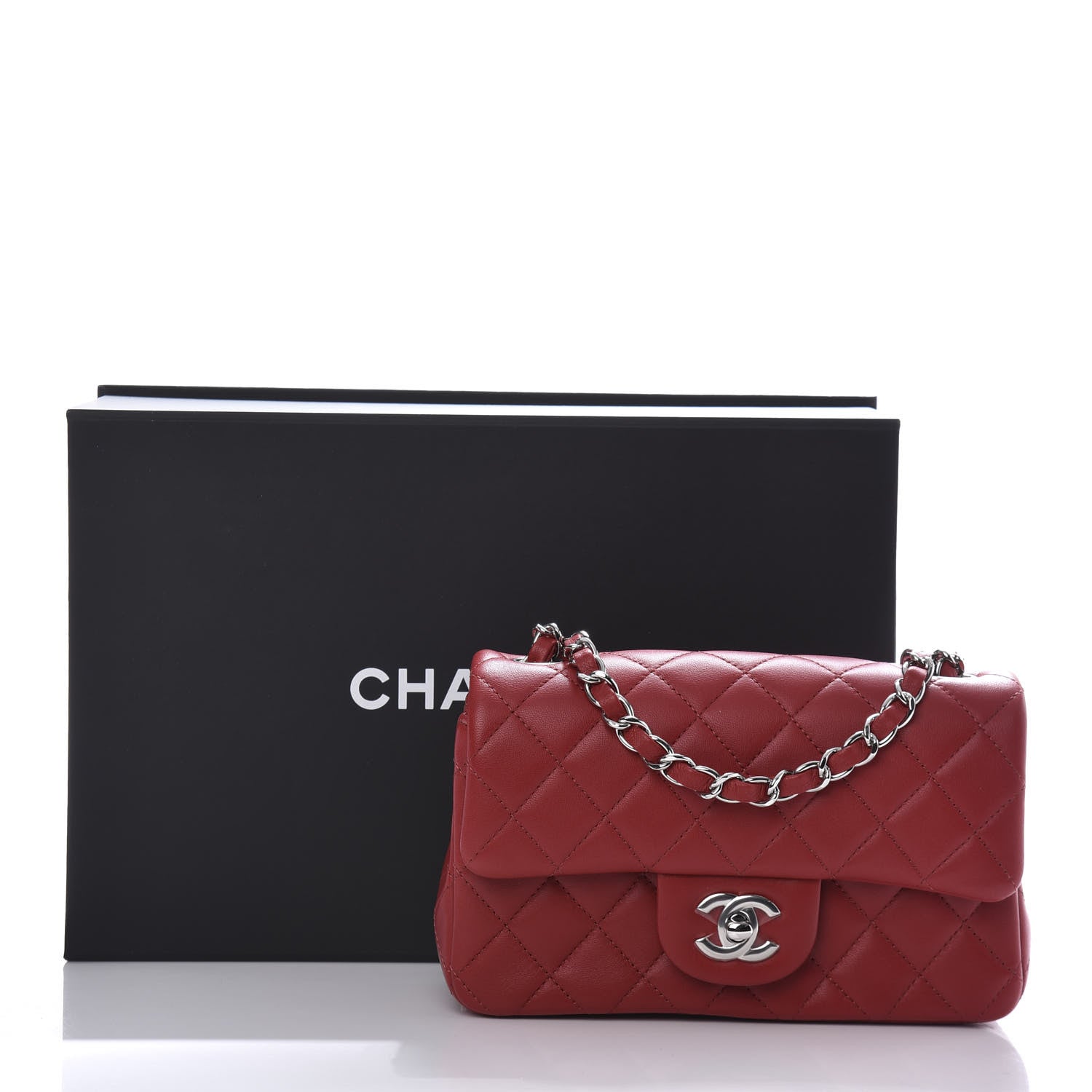 Chanel Lambskin Quilted Mini Rectangular Flap Red 11 of 11