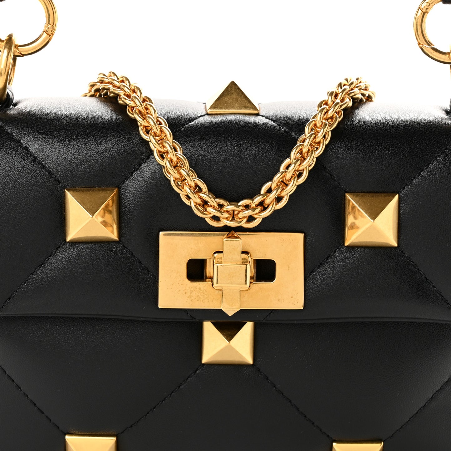 Nappa Small Roman Stud Shoulder Bag Black