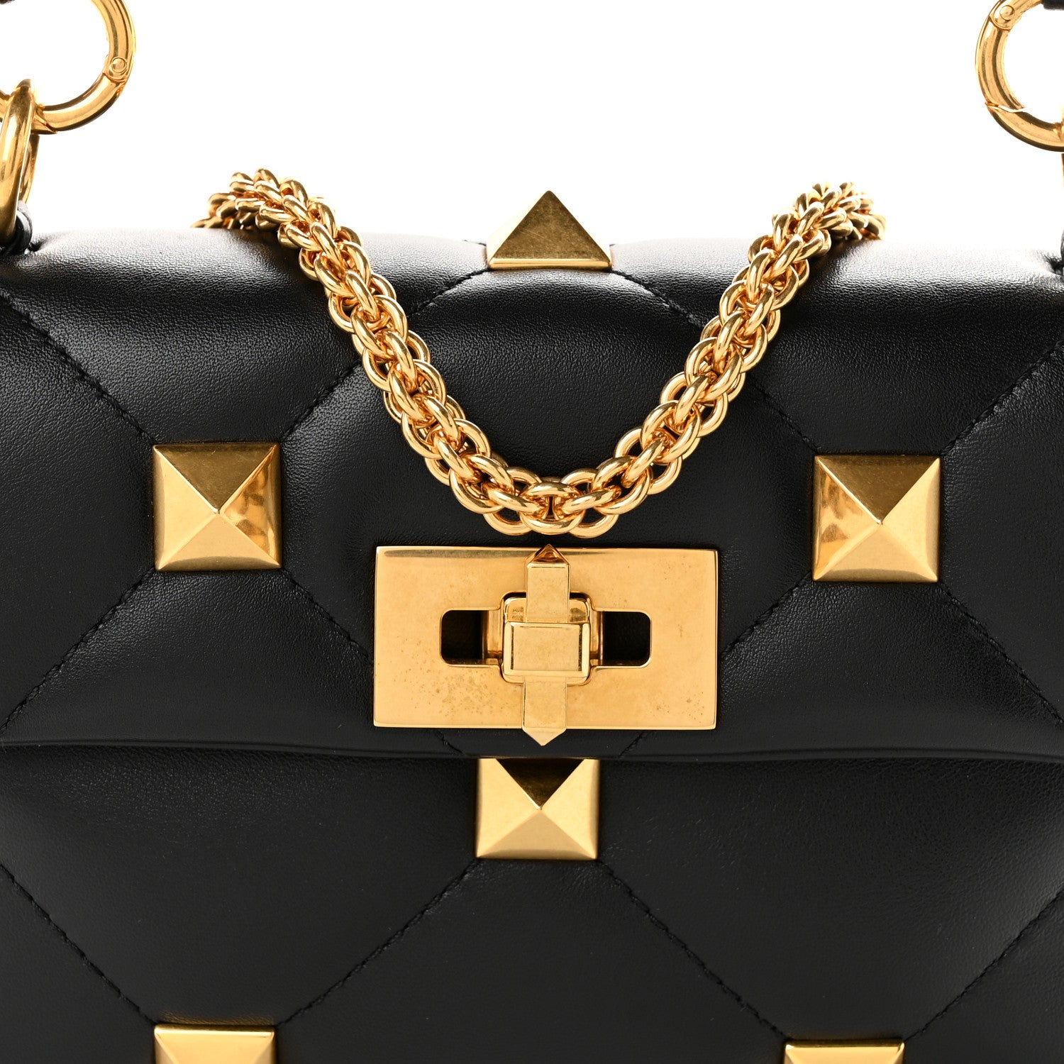 Valentino Garavani Nappa Small Roman Stud Shoulder Bag Black 7 of 9