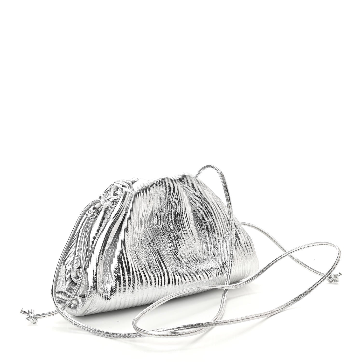 Bottega Veneta Metallic Bark Calfskin The Mini Pouch Silver 3 of 9