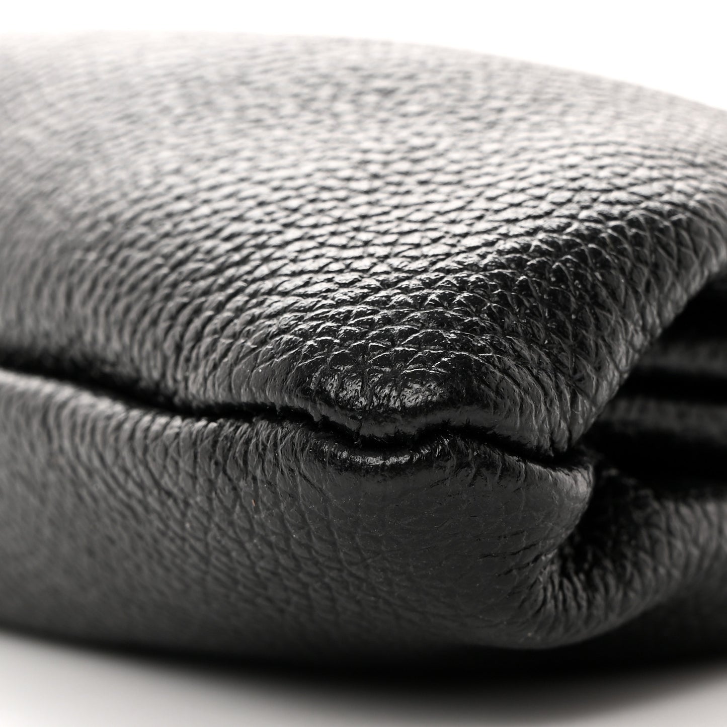 Grained Calfskin Logo Cloud Clutch XS Black