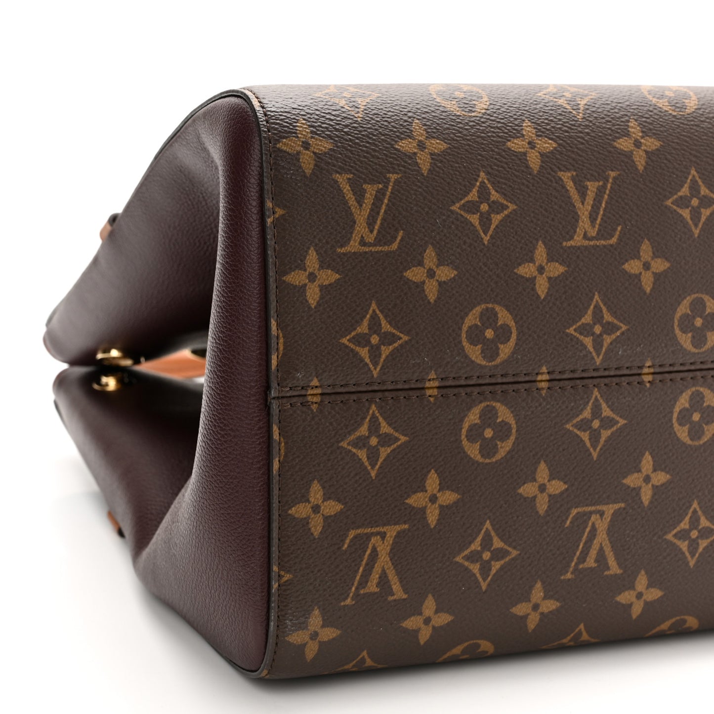Calfskin Monogram Fold Tote MM Black Wine Cream