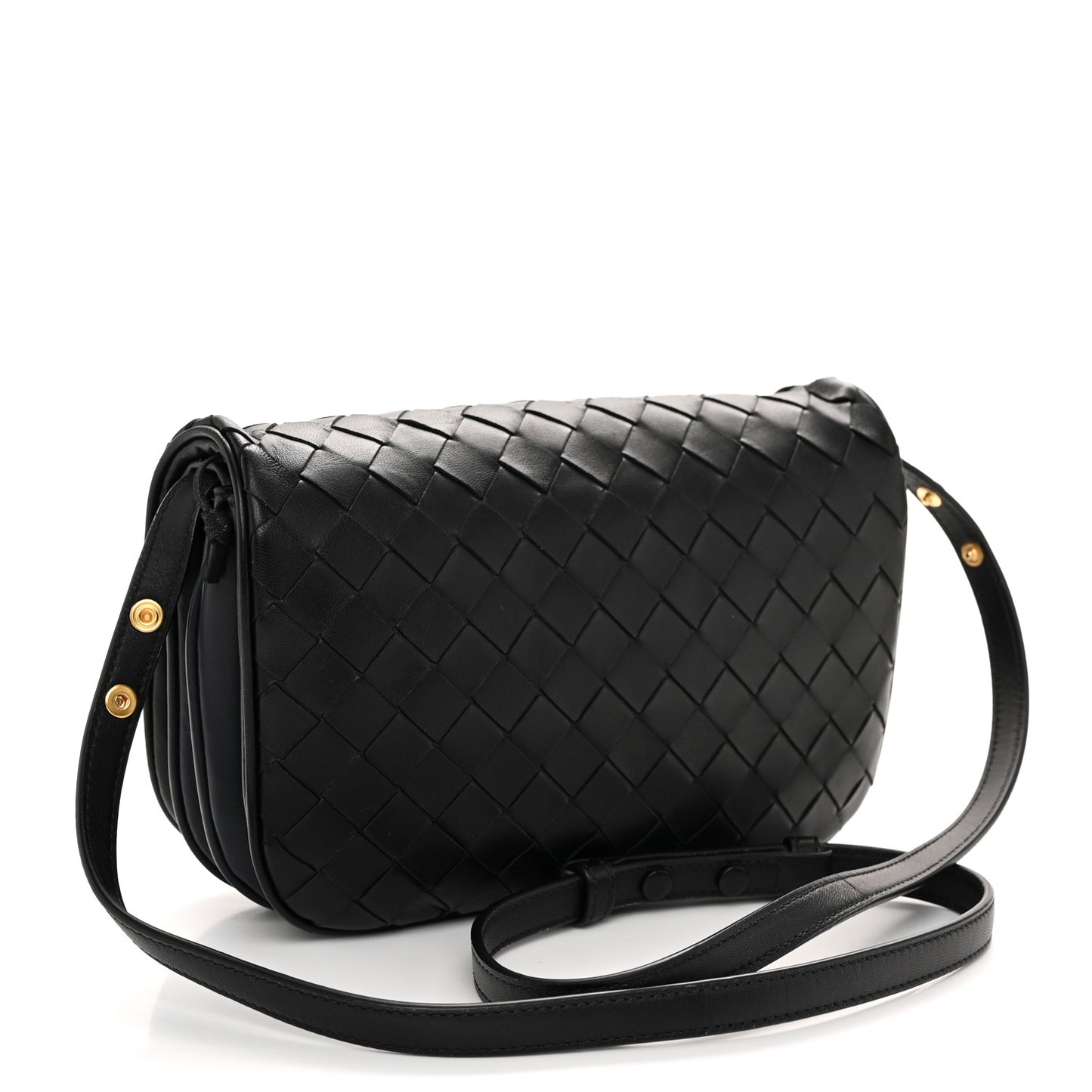 Nappa Intrecciato Puff Pouch On Strap Black Space
