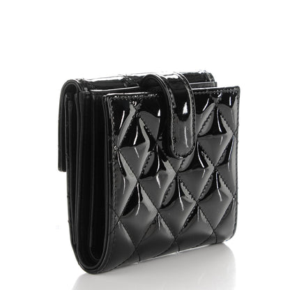Chanel Patent Quilted Compact French Flap Wallet Black 3 of 7
