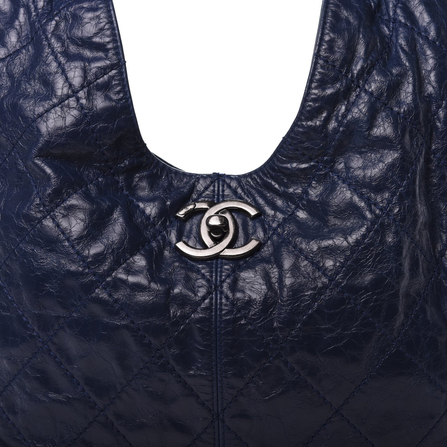 Aged Calfskin Quilted Coco Supple Hobo Blue