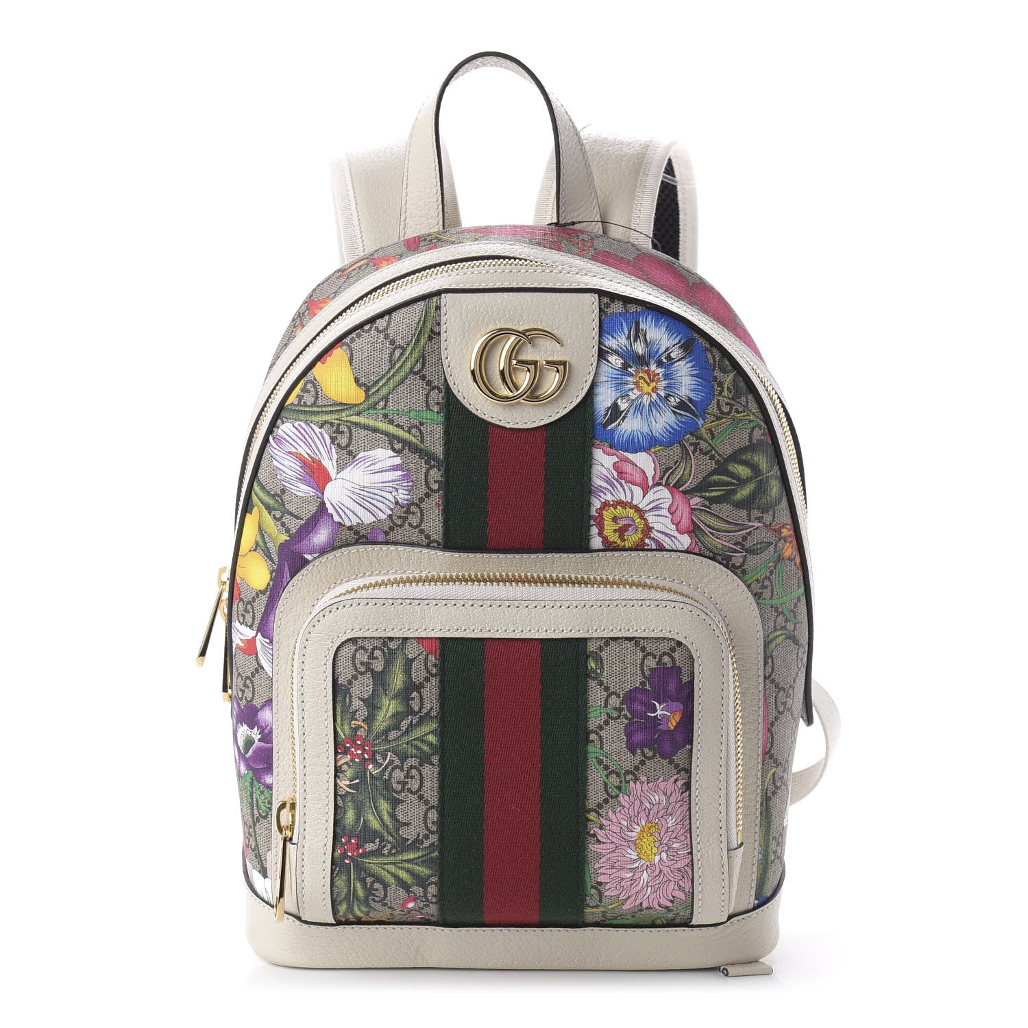 Gucci GG Supreme Monogram Flora Web Small Ophidia Day Backpack White 1 of 9
