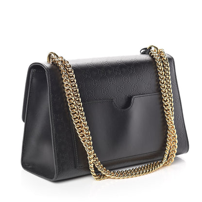 Gucci Calfskin GG Monogram Bees Embossed Medium Padlock Shoulder Bag Black 3 of 8
