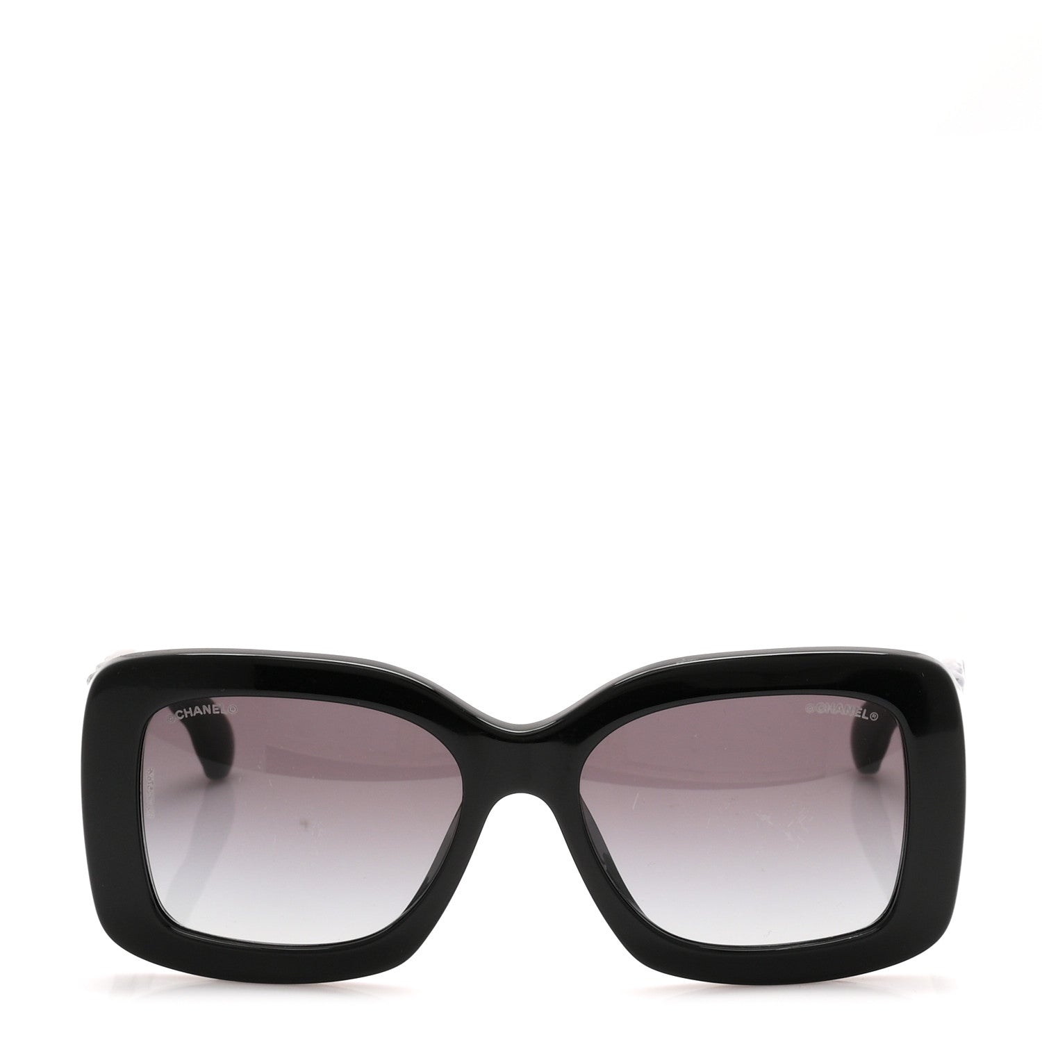 Chanel Acetate Quilted CC Rectangle Sunglasses 5483-A Black 2 of 8