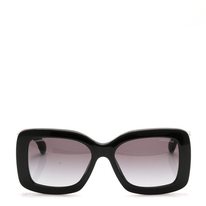 Chanel Acetate Quilted CC Rectangle Sunglasses 5483-A Black 2 of 8