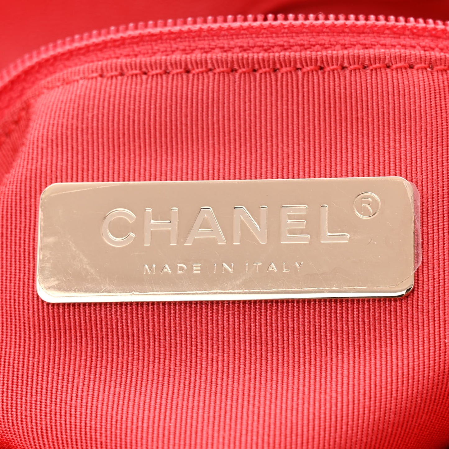 Calfskin Stitched Chain Bucket Bag Coral
