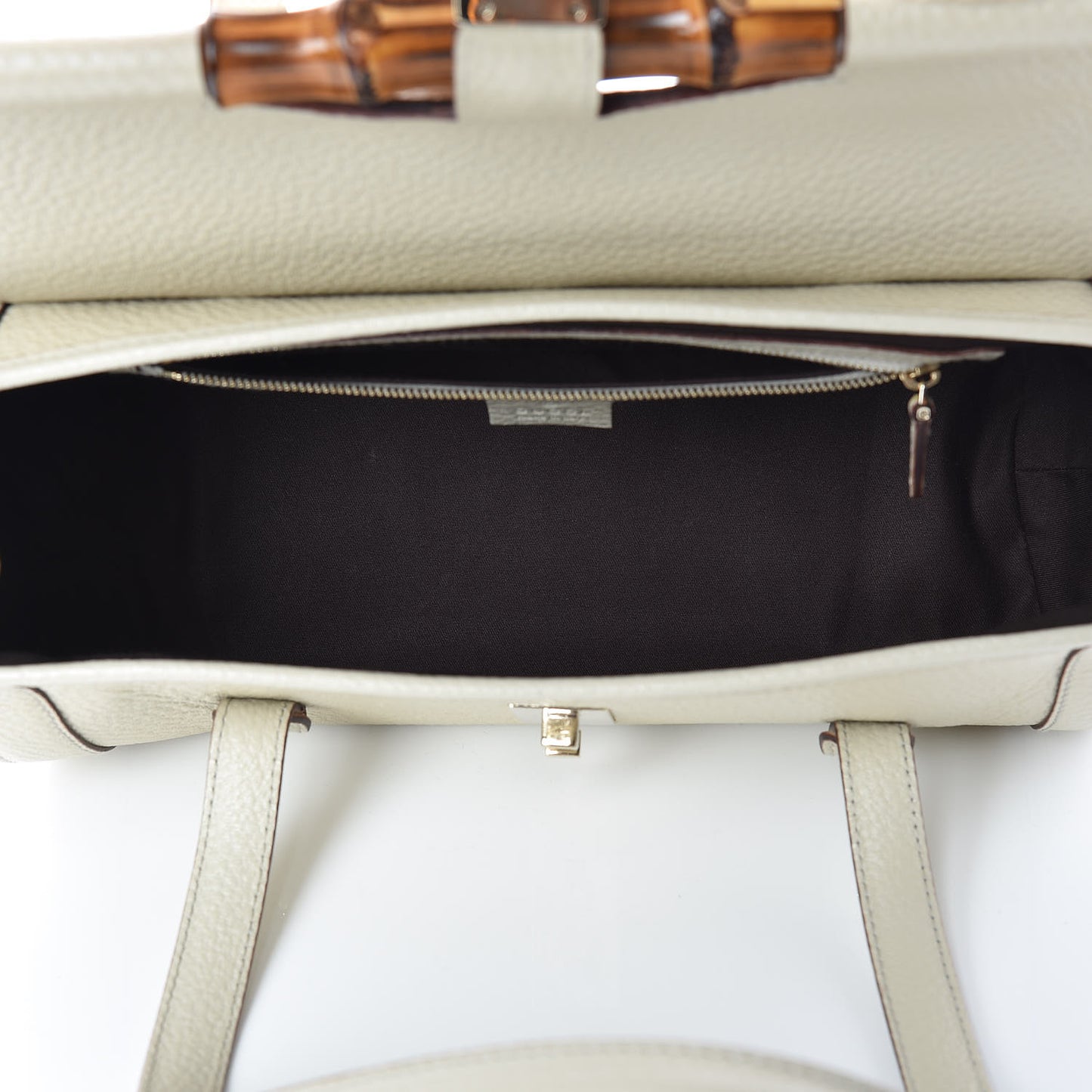 Calfskin Bamboo Bullet Satchel Ivory