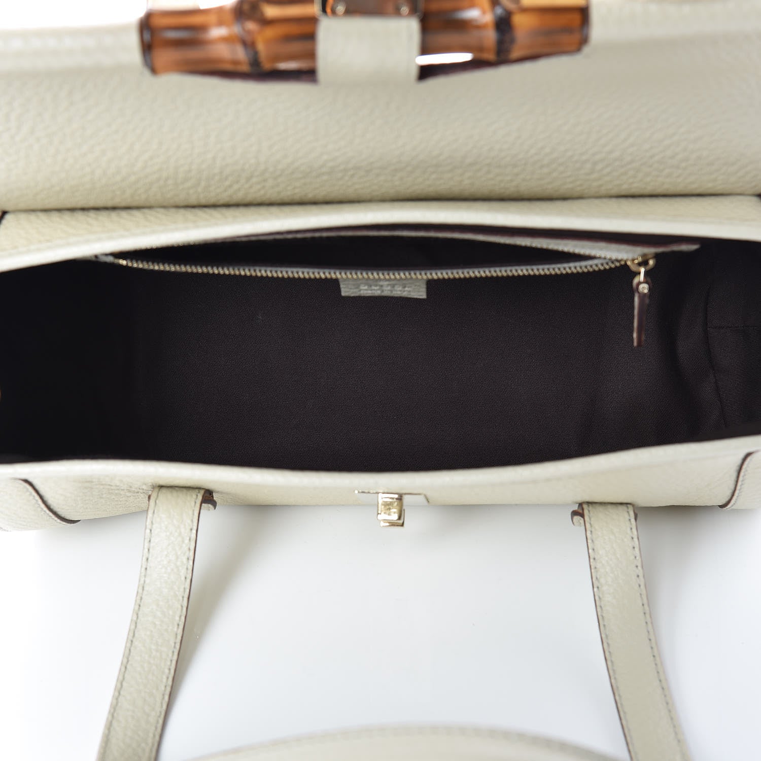 Gucci Calfskin Bamboo Bullet Satchel Ivory 5 of 9