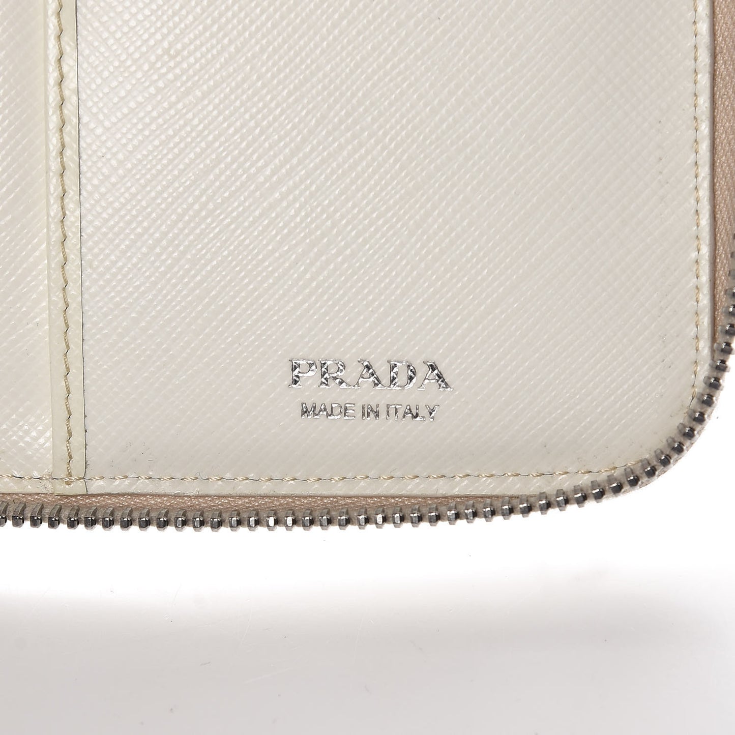 Saffiano Robot Zip Around Wallet White