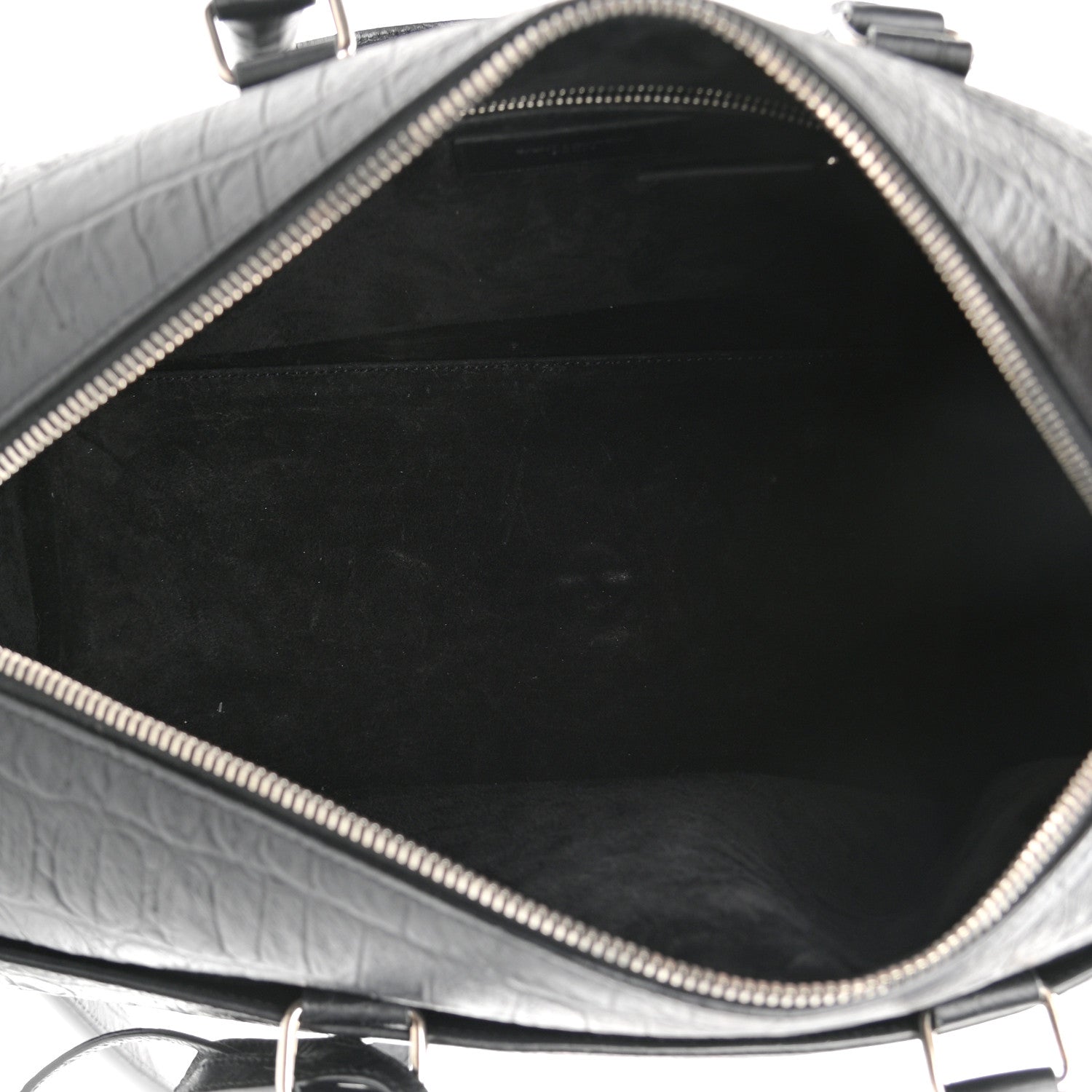 Saint Laurent Calfskin Crocodile Embossed Classic Duffle Bag Black 2 of 11
