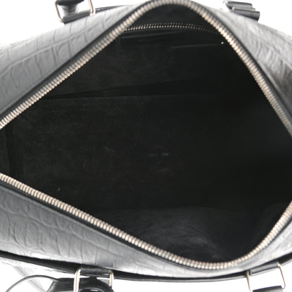 Saint Laurent Calfskin Crocodile Embossed Classic Duffle Bag Black 2 of 11