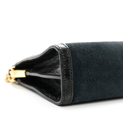 Gucci Suede Patent Web Dragon Embroidered Small Ophidia Chain Shoulder Bag Blue Black 9 of 11