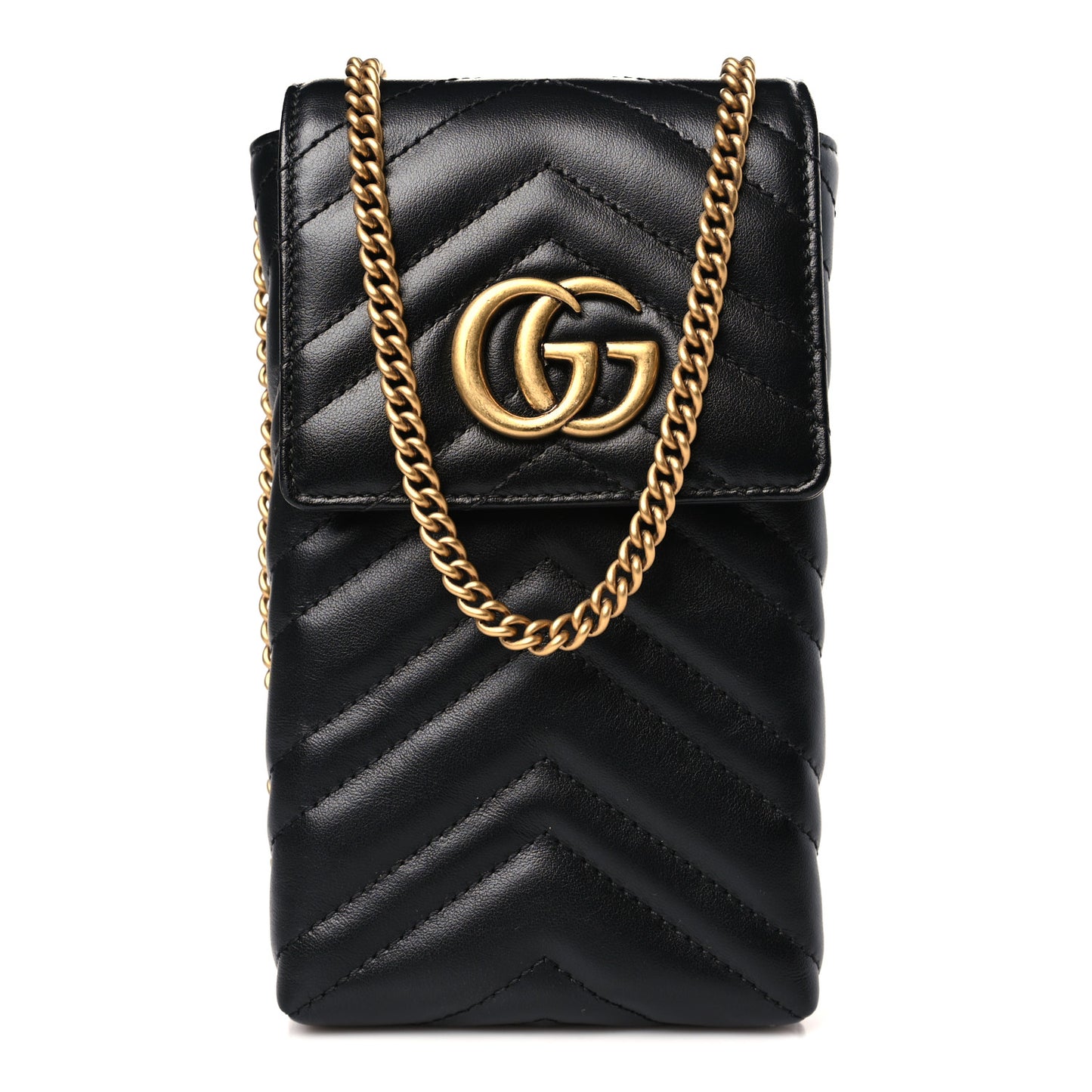 Calfskin Matelasse Mini GG Marmont Crossbody Bag Black