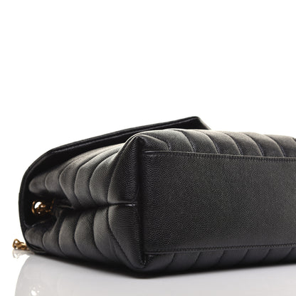 Saint Laurent Grain de Poudre Calfskin Y Quilted Monogram Small Loulou Chain Satchel Black 7 of 8