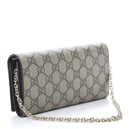 Gucci GG Supreme Monogram GG Pierce Chain Clutch Wallet Beige Ebony Black 3 of 11