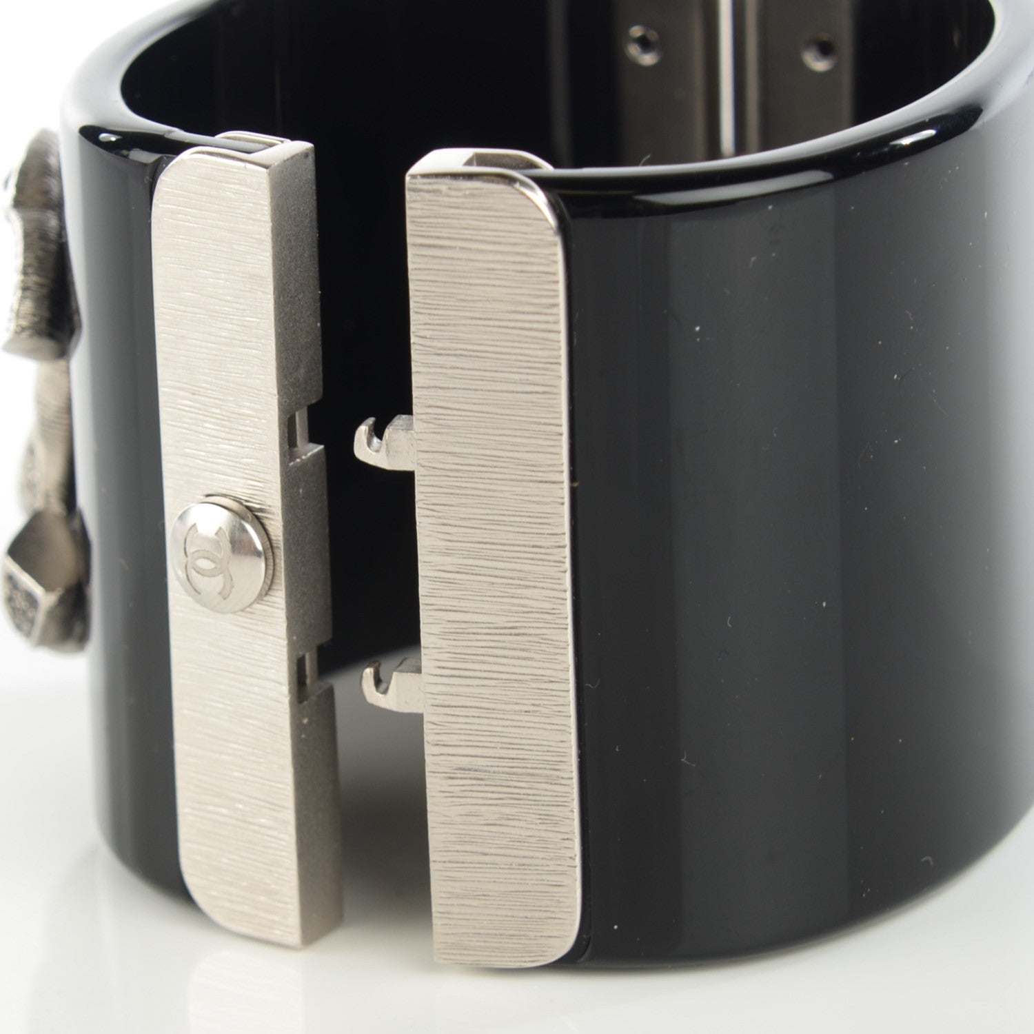 Chanel Resin Crystal CC Cuff Black 4 of 7
