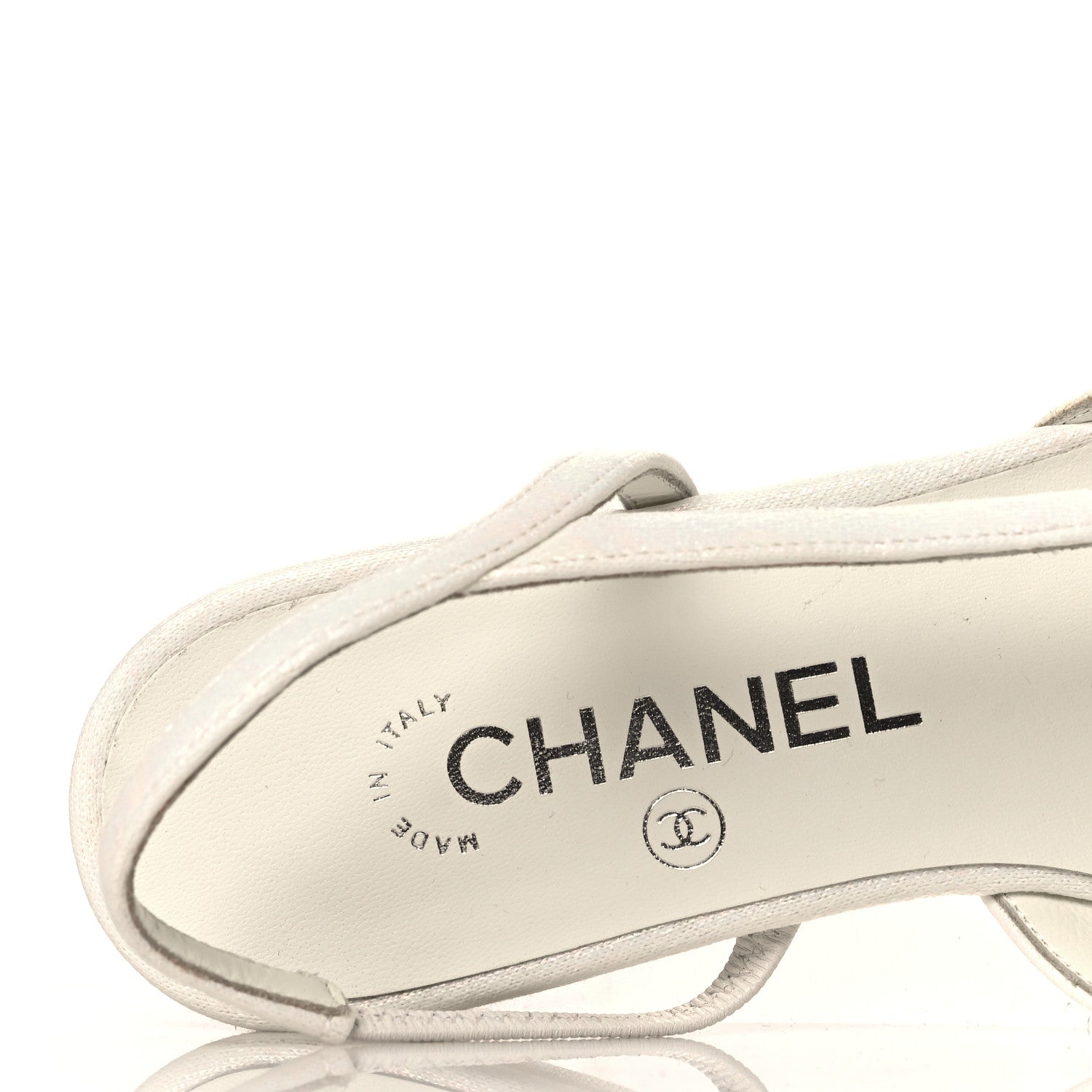Chanel Iridescent Tweed Cap Toe CC Slingback Flats 36 White Black