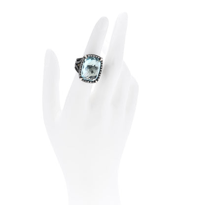 David Yurman Darkened Sterling Silver Diamond Blue Topaz 20mm Chatelaine Ring 52 6 2 of 5