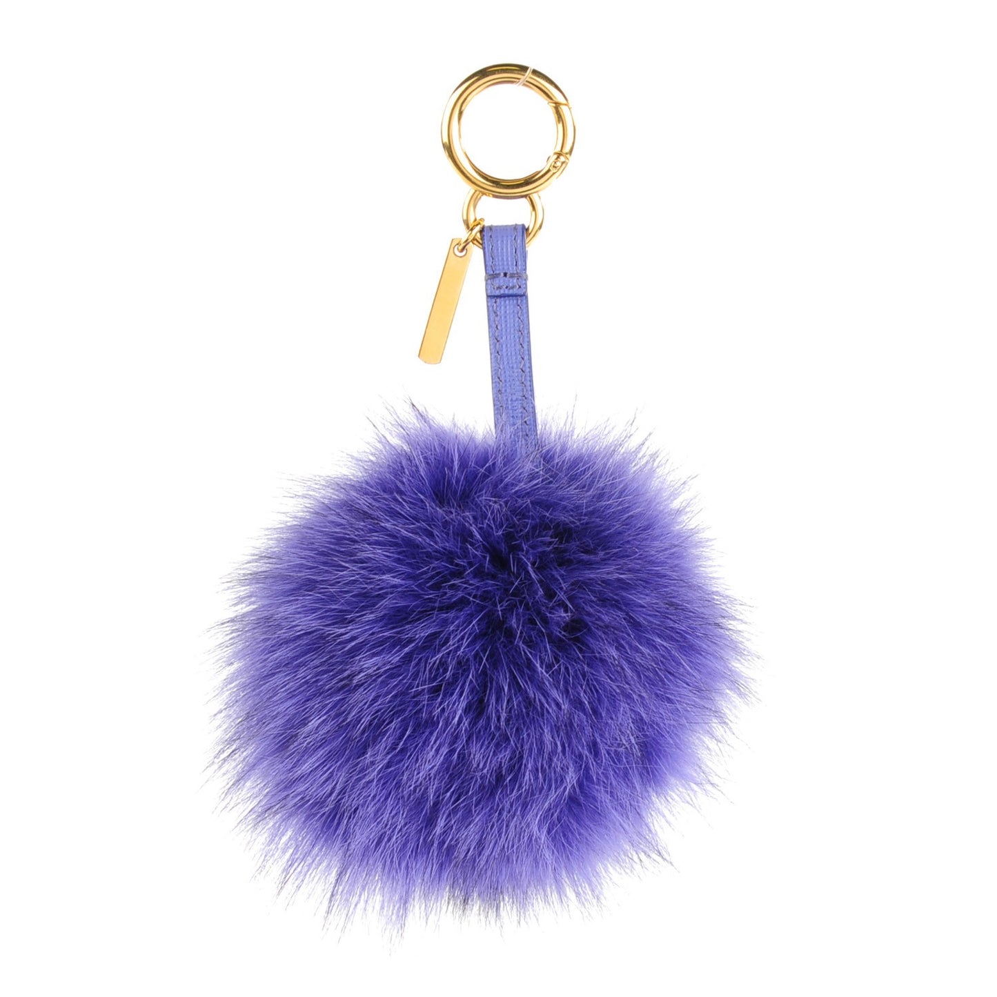 Fox Fur Vitello Elite Pom Pom Bag Charm Viola Cassis