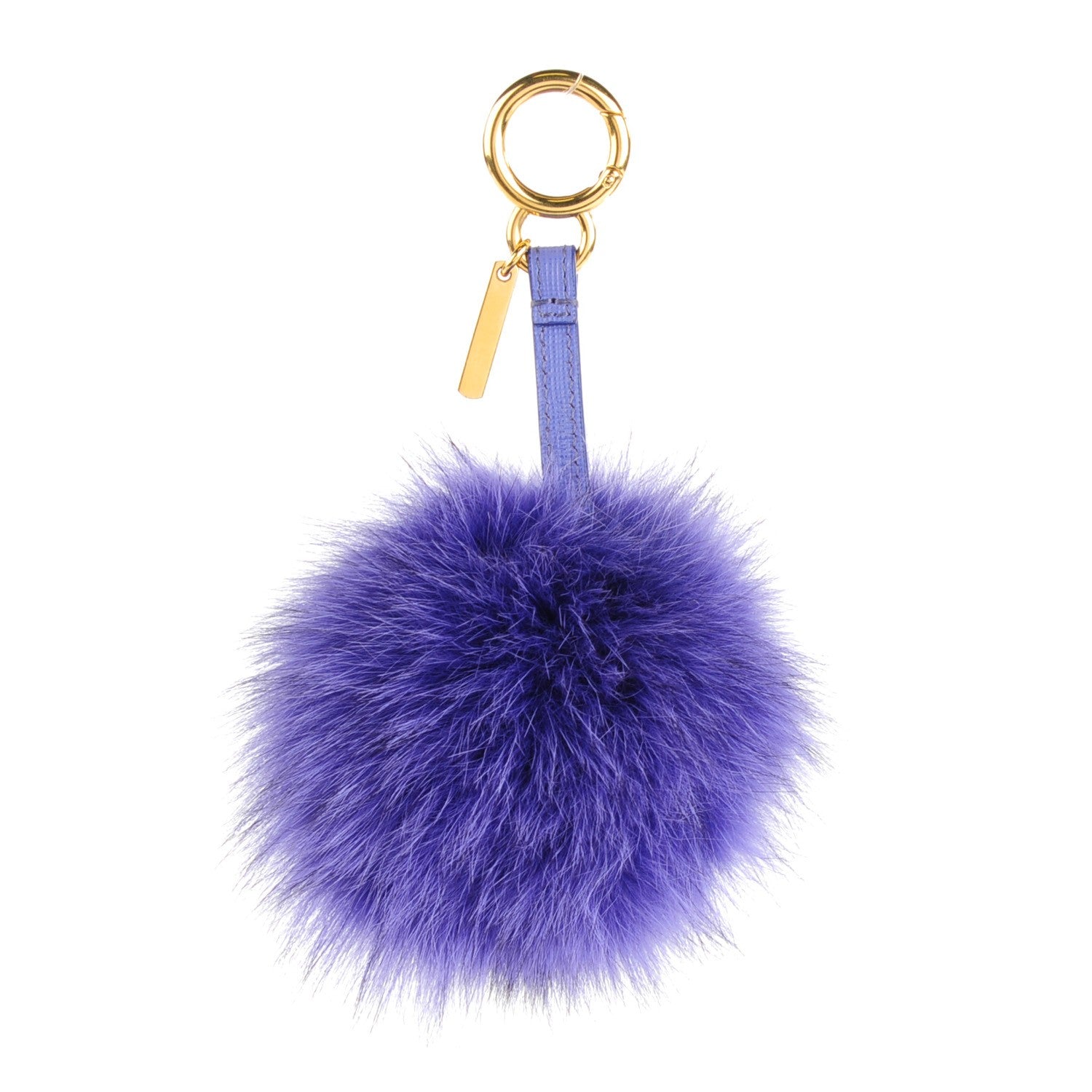 Fendi Fox Fur Vitello Elite Pom Pom Bag Charm Viola Cassis 1 of 4