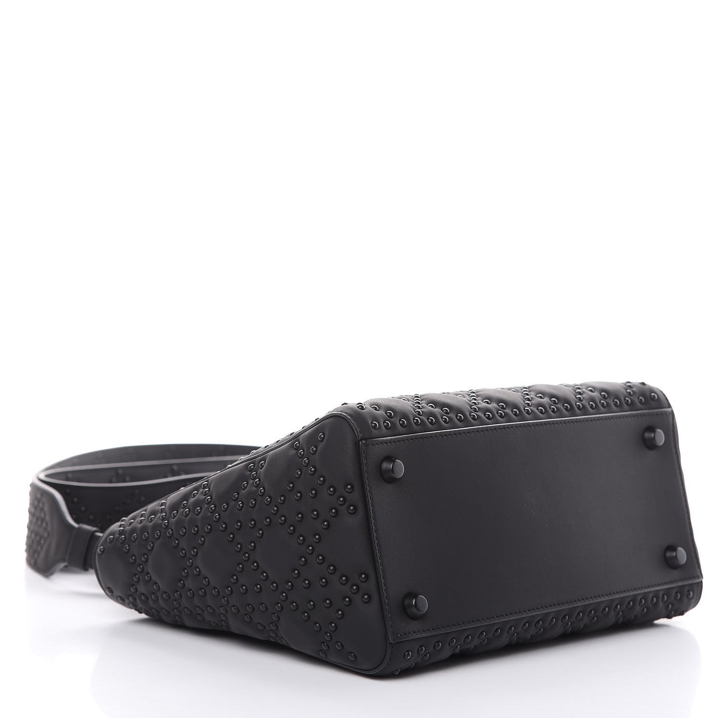 UItra Matte Calfskin Cannage Studded Medium Supple Lady Dior Black
