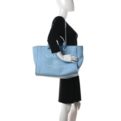 Chanel Mixed Fibers Medium Deauville Tote Light Blue 2 of 12
