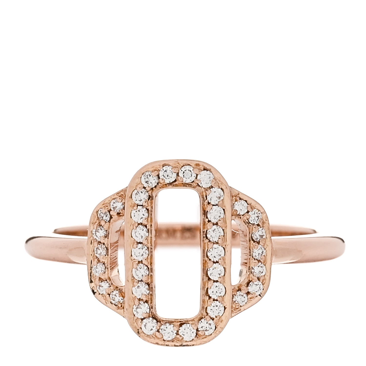 Hermes 18K Rose Gold Diamond Attelage Ring 48 4.5 1 of 7