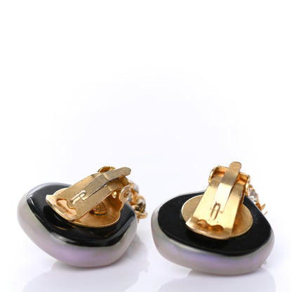 Chanel Resin Crystal Pearl Drop Clip On Earrings Gold Purple 3 of 4