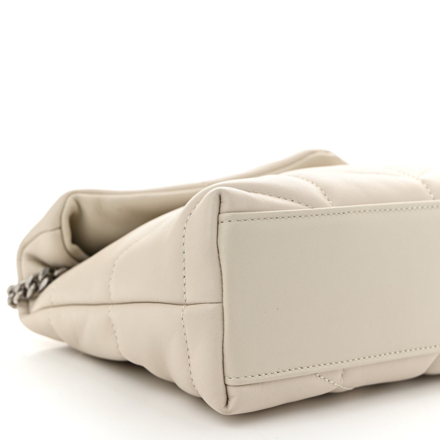 Lambskin Quilted Toy Loulou Puffer Monogram Chain Satchel Crema Soft
