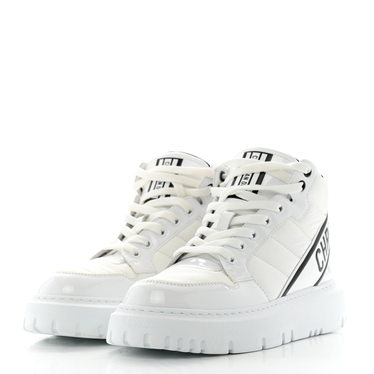 Christian Dior Nylon Fabric Womens D-Player High Top Sneakers 36 White Black 4 of 12