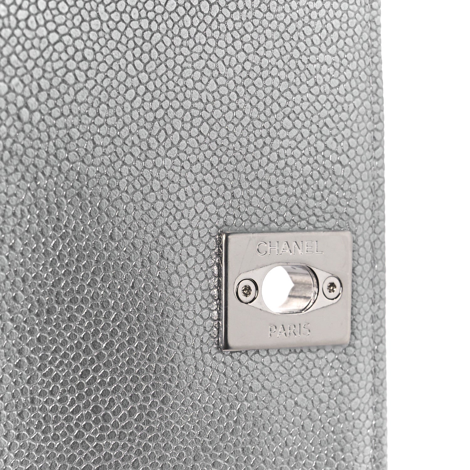 Chanel Metallic Caviar Quilted Coco Handle Clutch With Chain Silver 6 of 11
