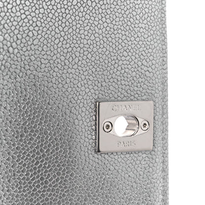 Chanel Metallic Caviar Quilted Coco Handle Clutch With Chain Silver 6 of 11