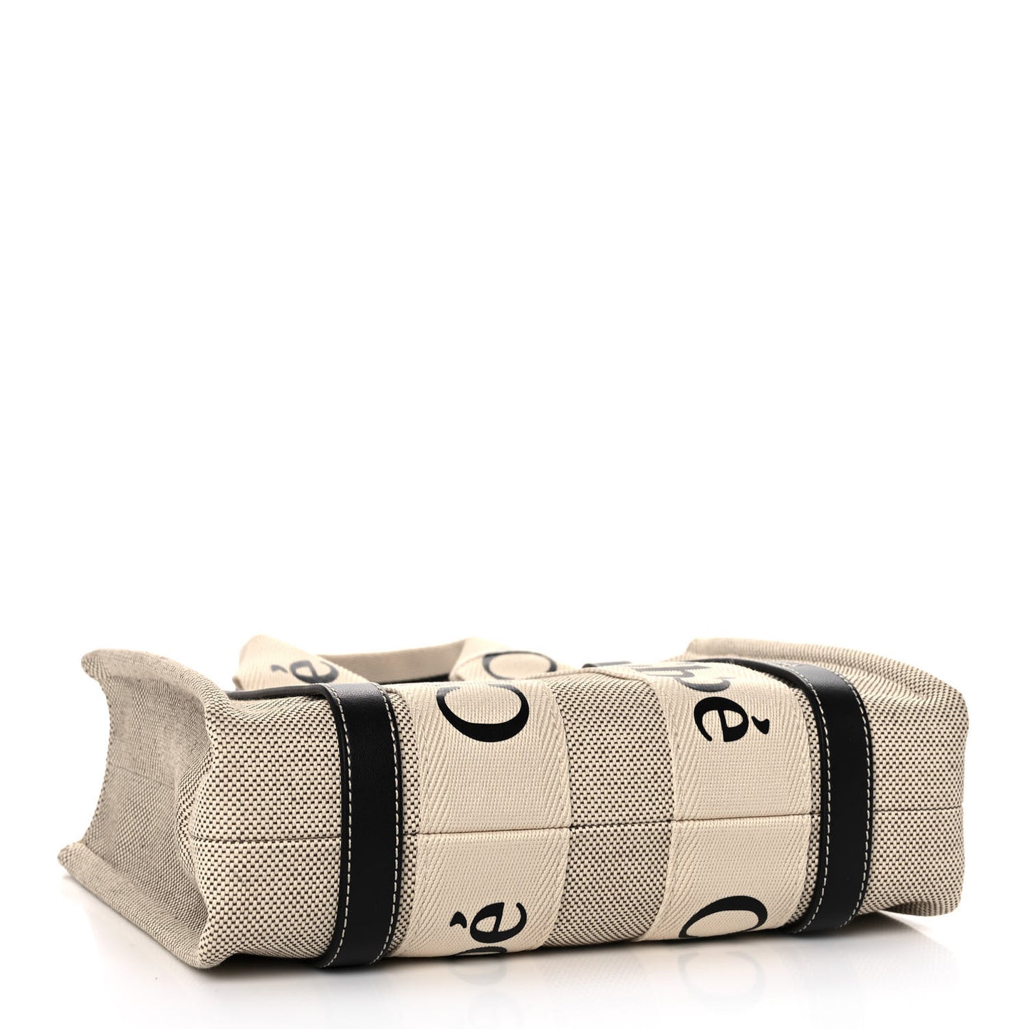 Cotton Calfskin Small Woody Ribbon Tote White