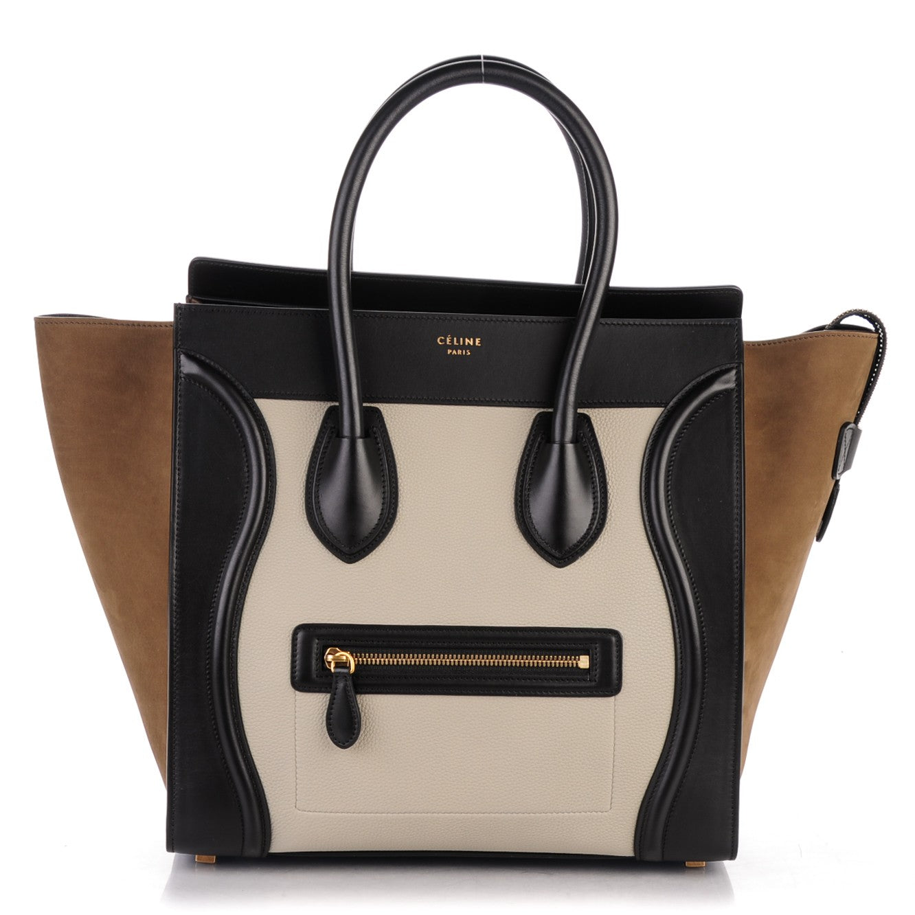 Baby Grained Calfskin Suede Mini Tri-Color Luggage Stone