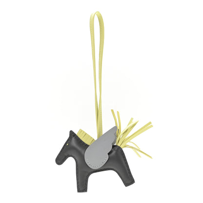 Hermes Milo Lambskin Grigri Rodeo Pegase Horse Bag Charm PM Ardoise Jaune Bourgeon Black 1 of 5