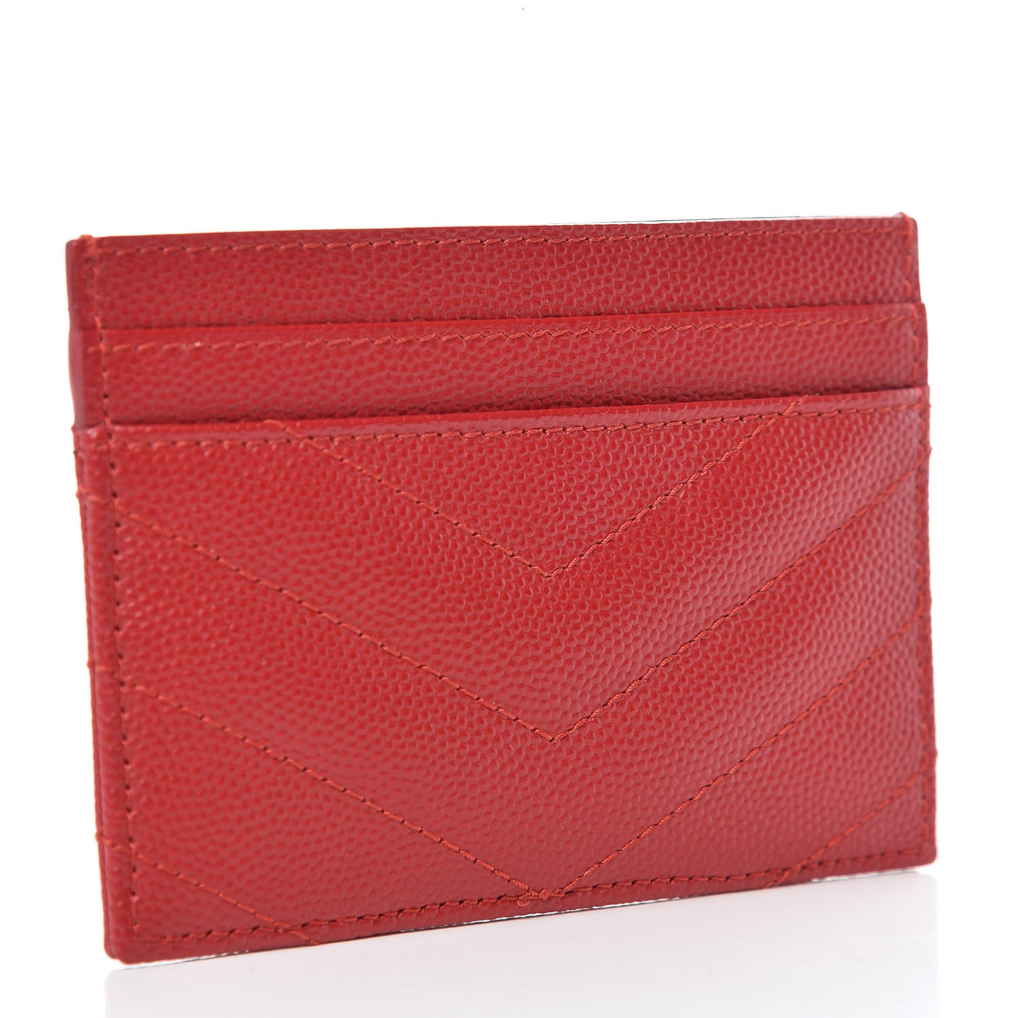 Grain De Poudre Matelasse Chevron Monogram Credit Card Case New Red