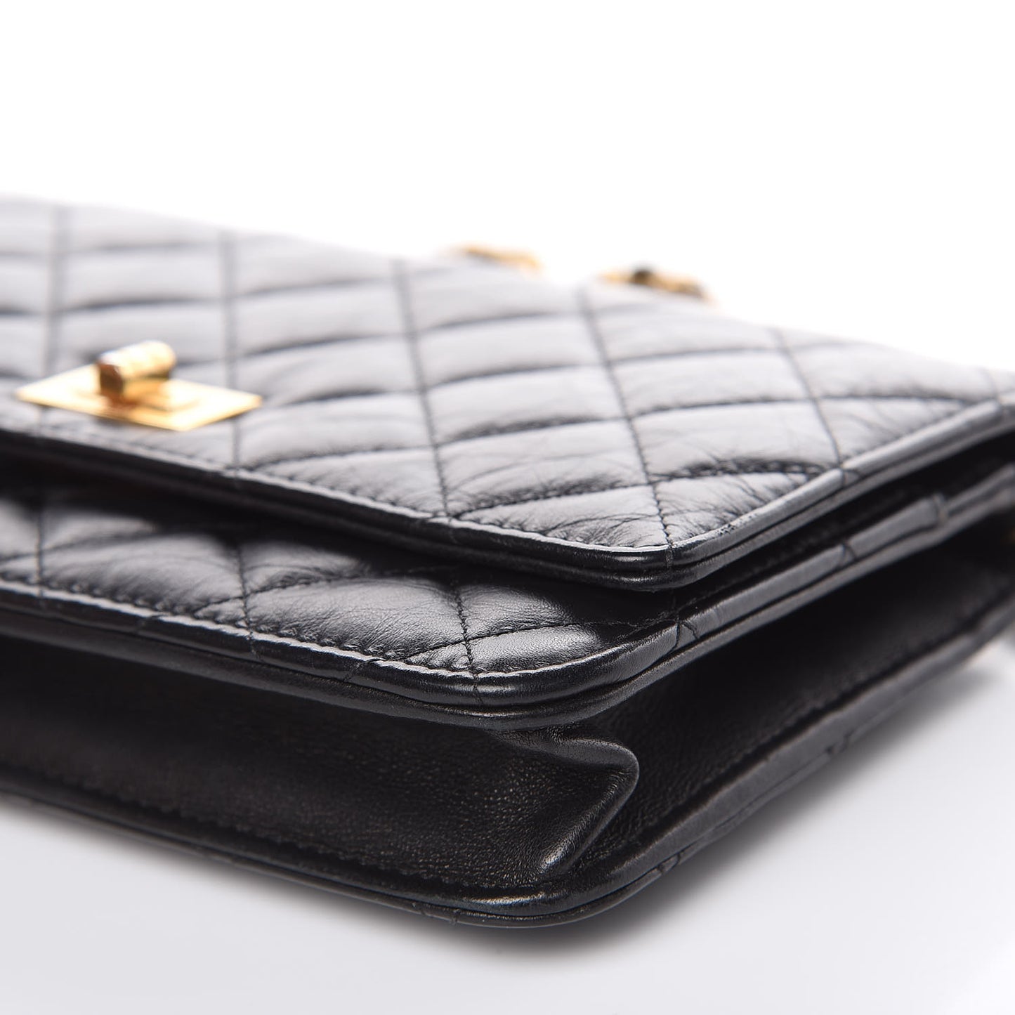Aged Calfskin Quilted Reissue Wallet On Chain WOC Black