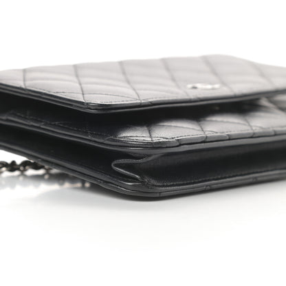 Chanel Lambskin Quilted Wallet On Chain WOC Black 10 of 17