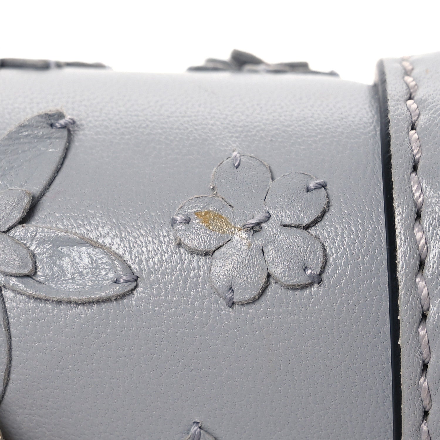 Valentino Garavani Vitello Flower Embellished Small Glam Lock Rockstud Flap Pastel Grey 12 of 14