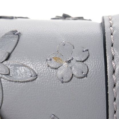 Valentino Garavani Vitello Flower Embellished Small Glam Lock Rockstud Flap Pastel Grey 12 of 14