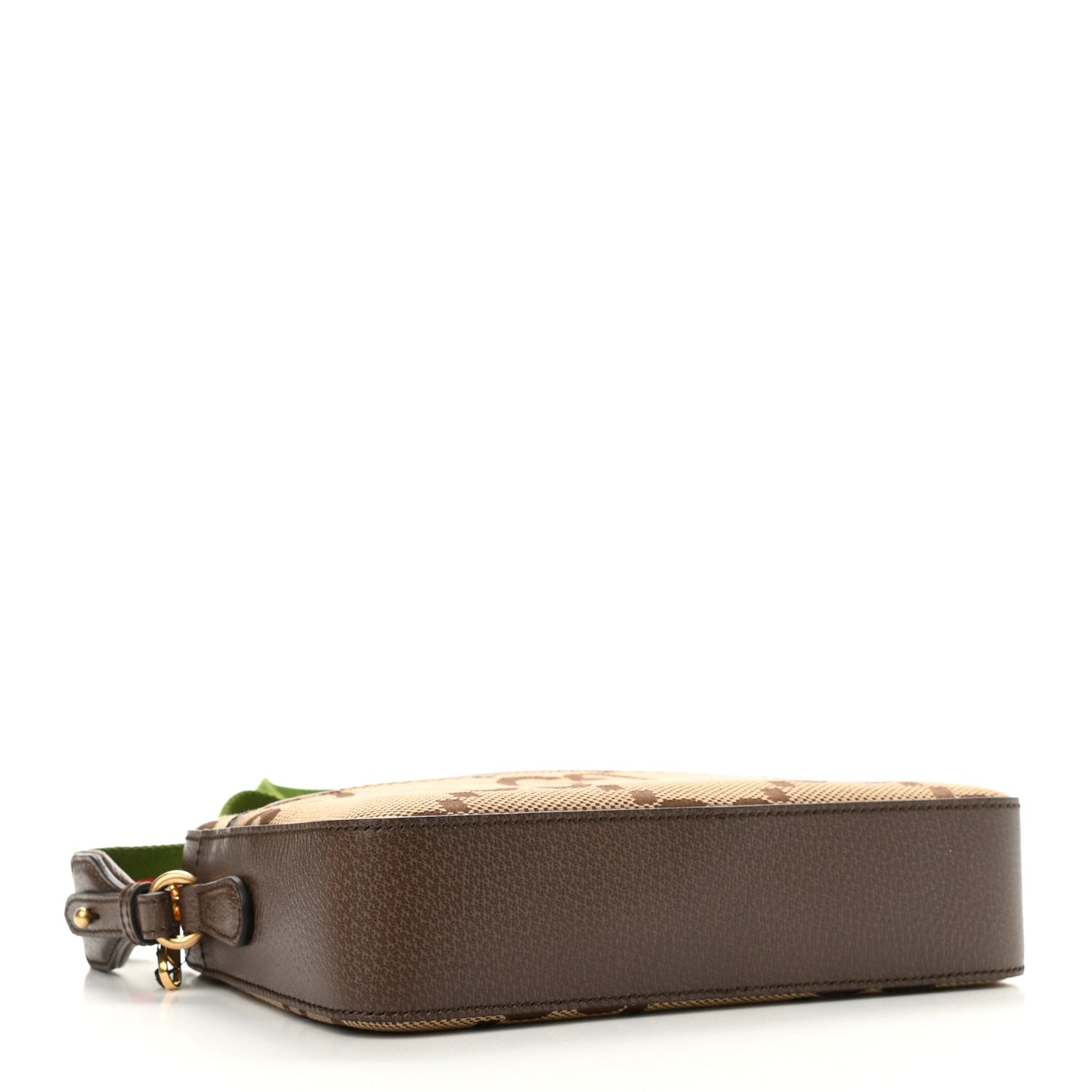 Monogram Jumbo GG Textured Dollar Calfskin Web Messenger Shoulder Bag Camel Ebony New Acero