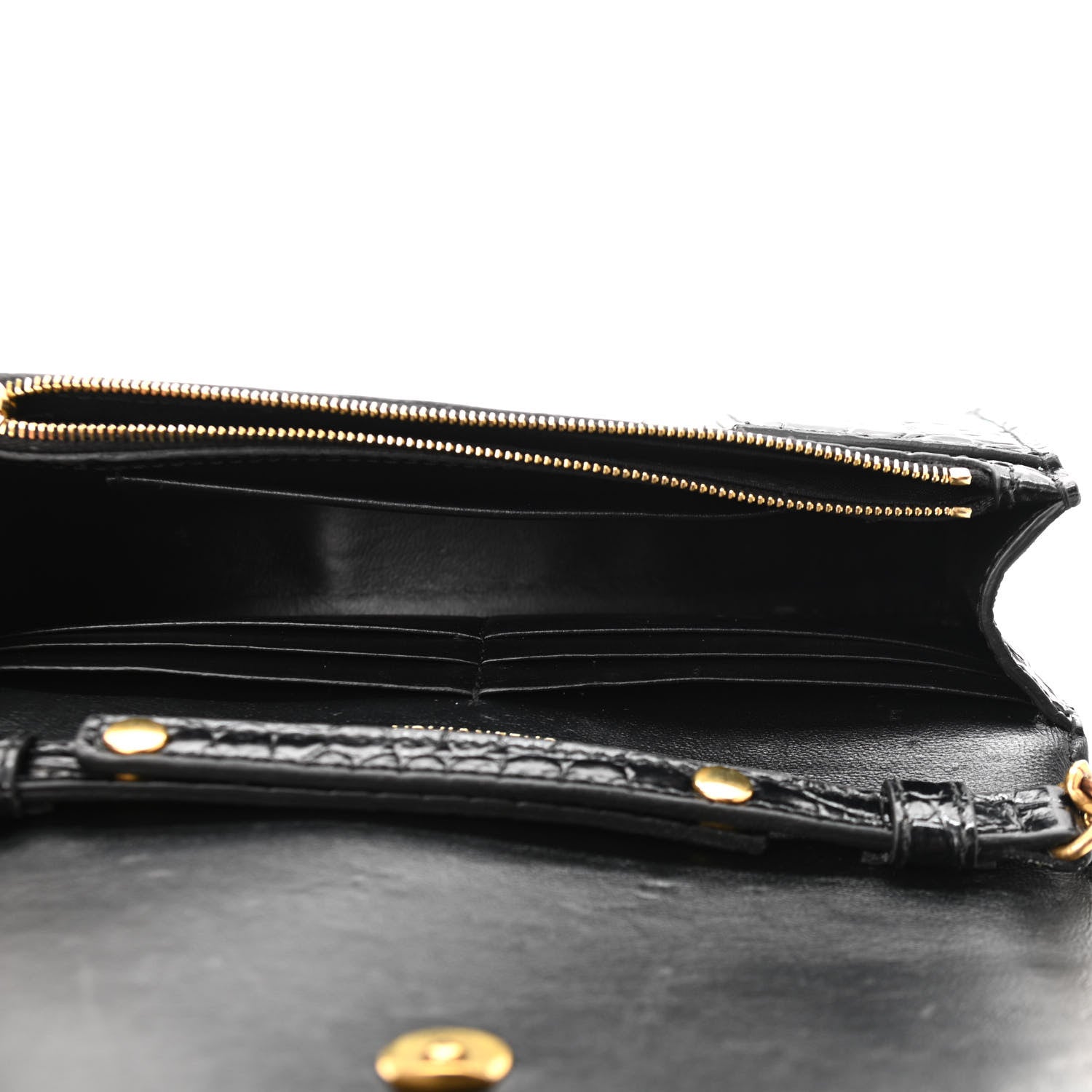 Balenciaga Shiny Calfskin Crocodile Embossed Hourglass Chain Bag Black 5 of 9