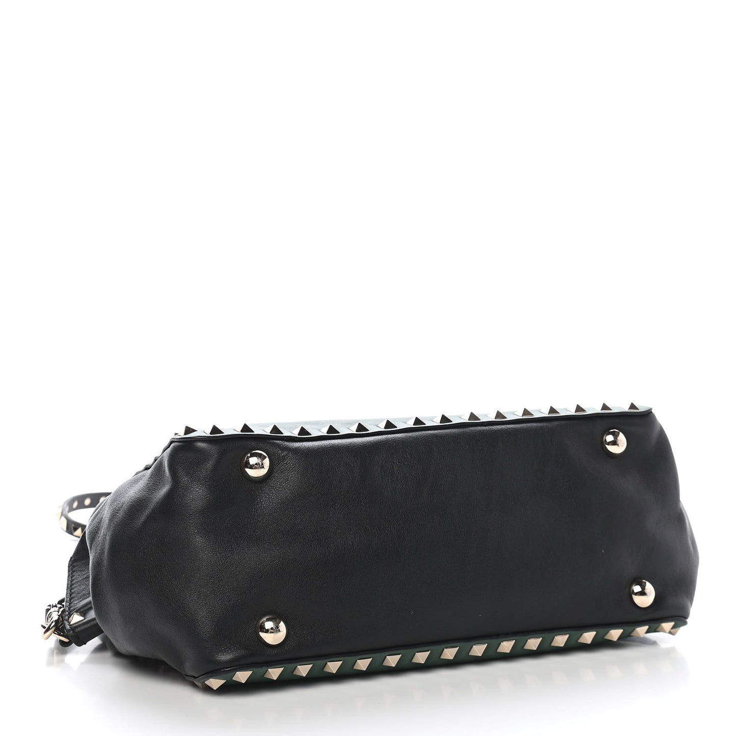 Vitello Small Rockstud Tote Smeraldo Black
