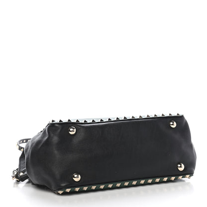 Valentino Garavani Vitello Small Rockstud Tote Smeraldo Black 4 of 9