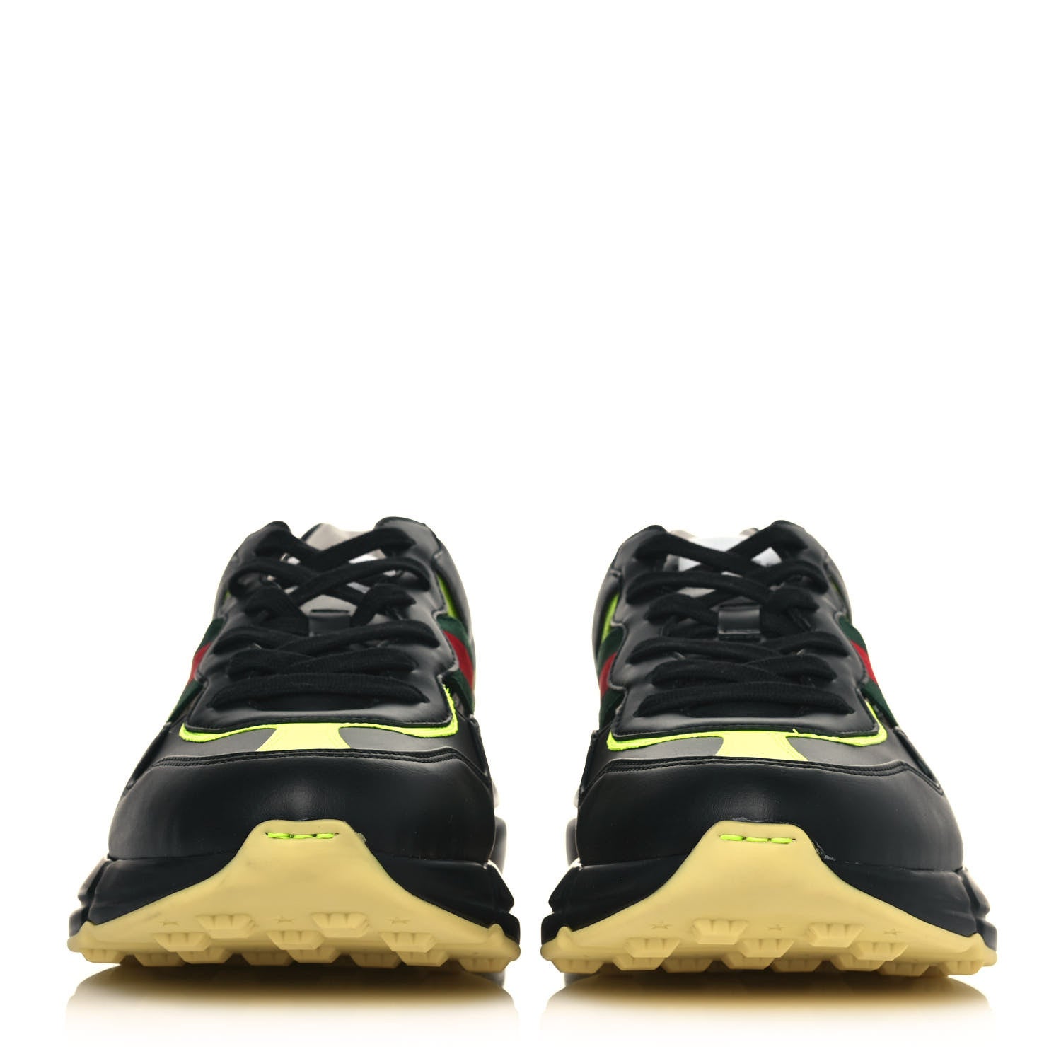 Gucci Demetra Web Mens Rhyton Cut Out Sneakers 10.5 Black Yellow Fluo 2 of 8