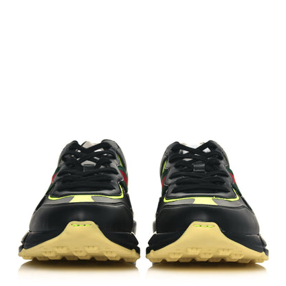 Gucci Demetra Web Mens Rhyton Cut Out Sneakers 10.5 Black Yellow Fluo 2 of 8
